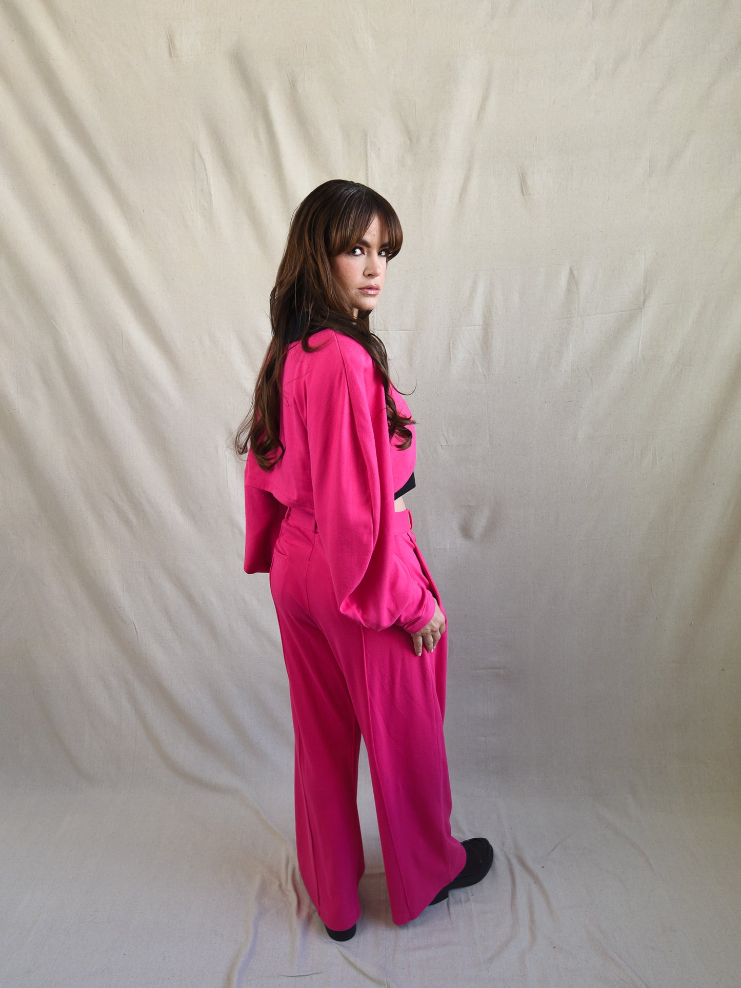 Hot Pink Straight Leg Suit Pant