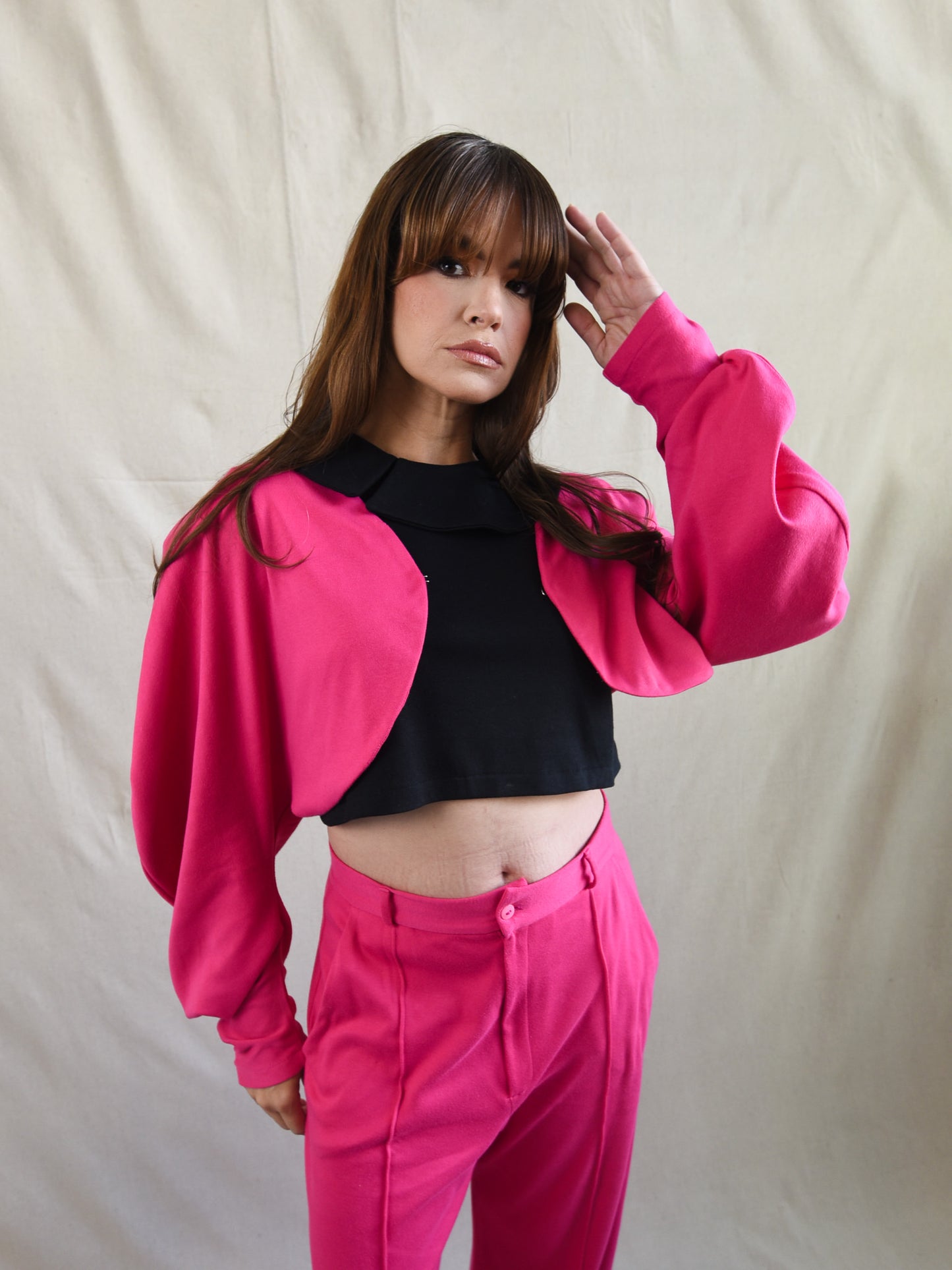 Hot Pink Oversized Suit Shrug