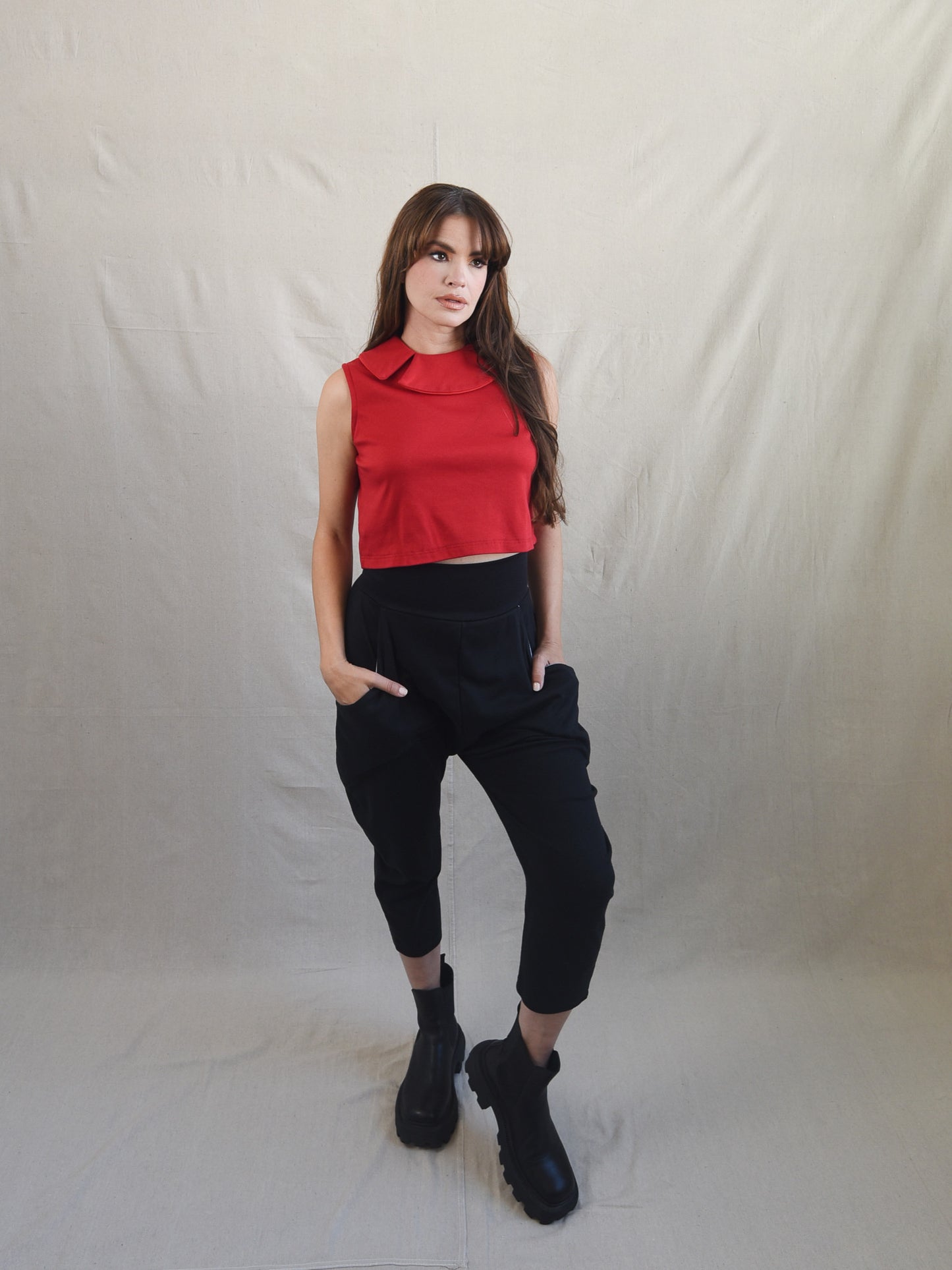 Scarlet Red Peter Pan Collar Blouse