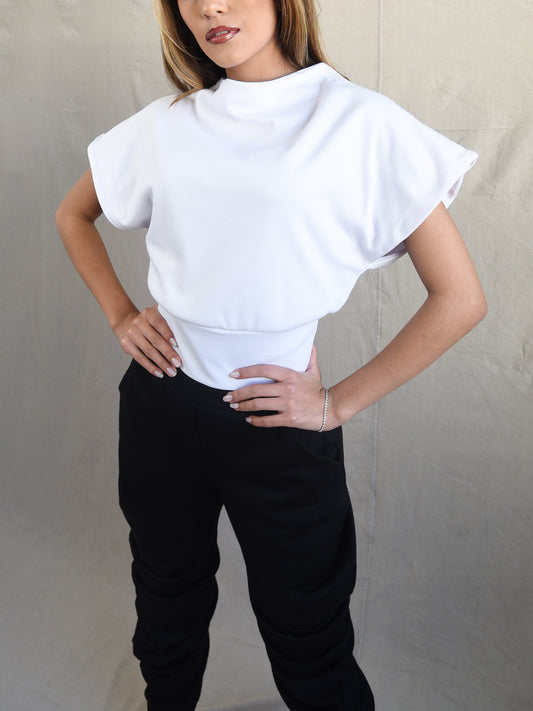 White High Neck Sleeveless Blouse