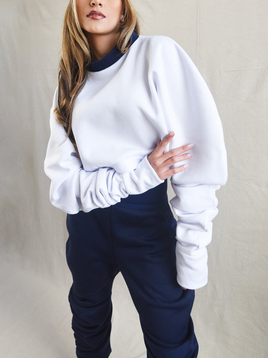 Winter White Oversized Fleece Sweatshirt