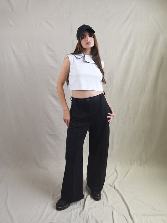 Black Straight Leg Suit Pant