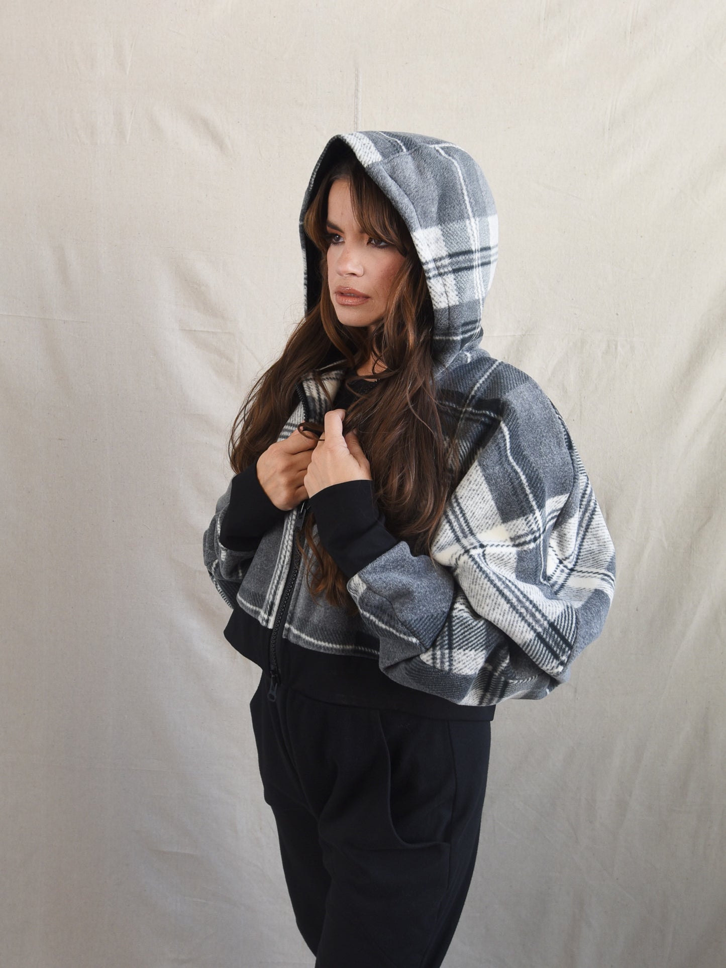 Plaid Luxe Fleece Hood Jacket