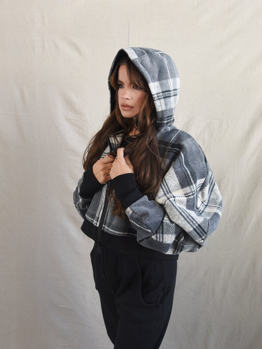 Plaid Luxe Fleece Hood Jacket