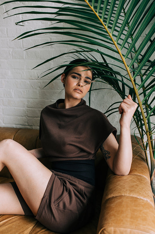 Brown Drop Crotch Short