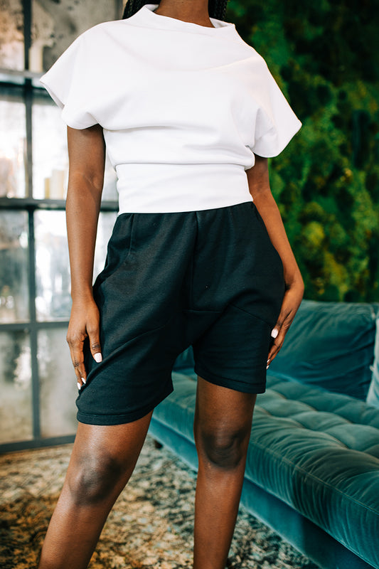 Black Drop Crotch Short