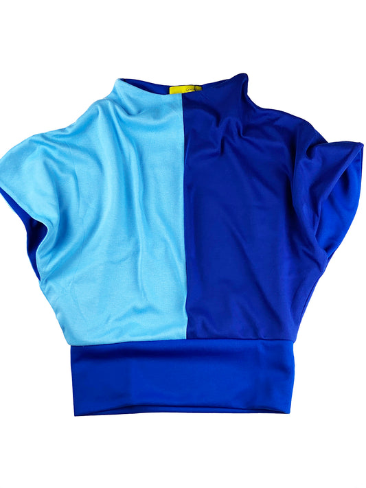 Color Blocked High Neck Sleeveless Blouse